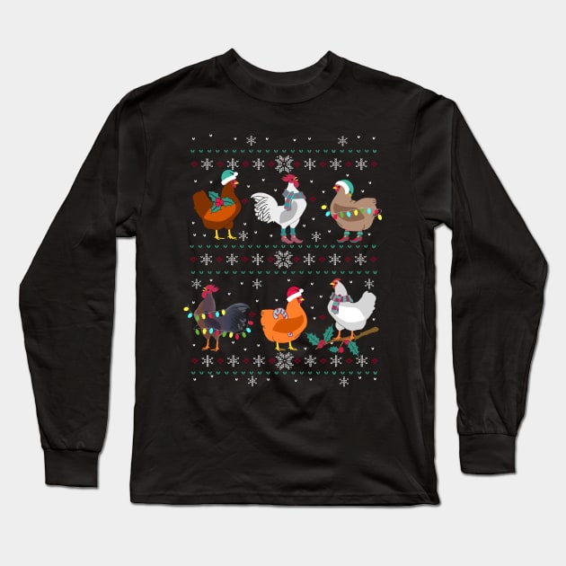 Funny Chicken Ugly Christmas Long Sleeve T-Shirt by FandomizedRose